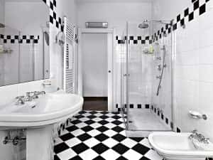 modern bathroom black white