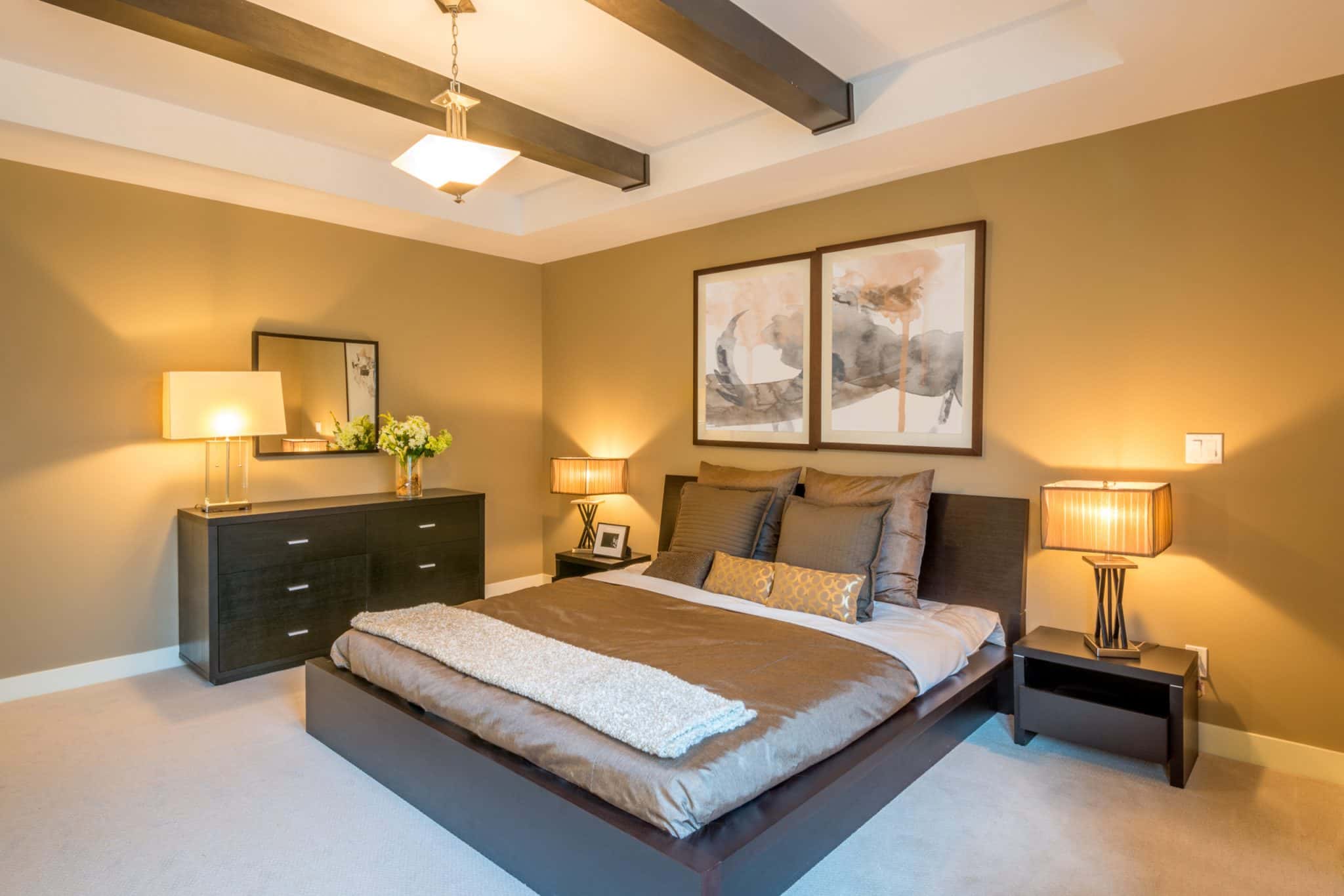 modern bright bedroom interior designer lights
