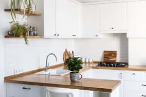 View on white kitchen scandinavian style