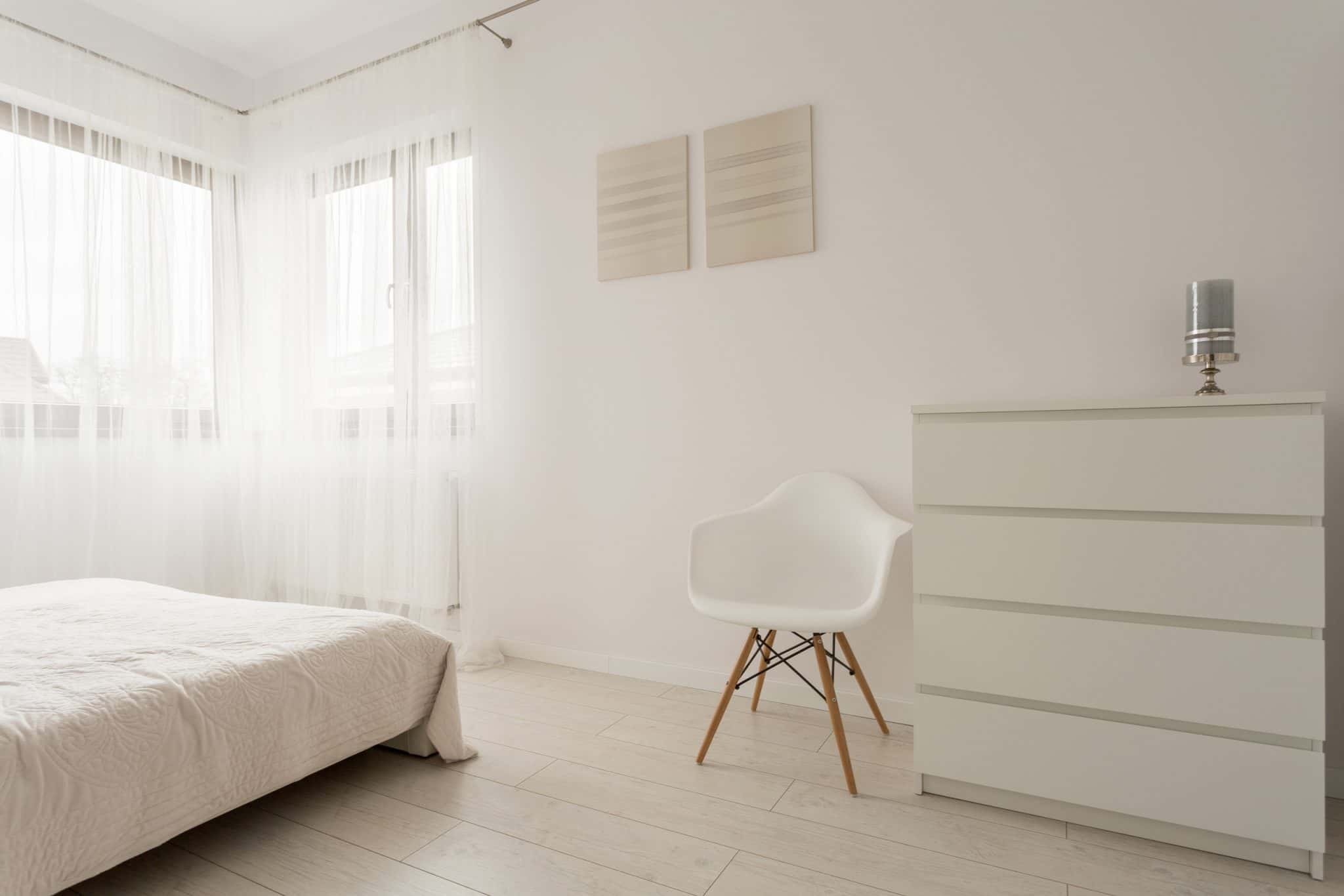 Simple exclusive white bedroom wooden parquet