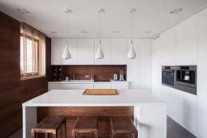 White kitchen island modern wooden