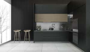 3d rendering modern dark wood kitchen