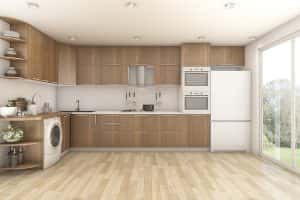 3d rendering wood laundry kitchen
